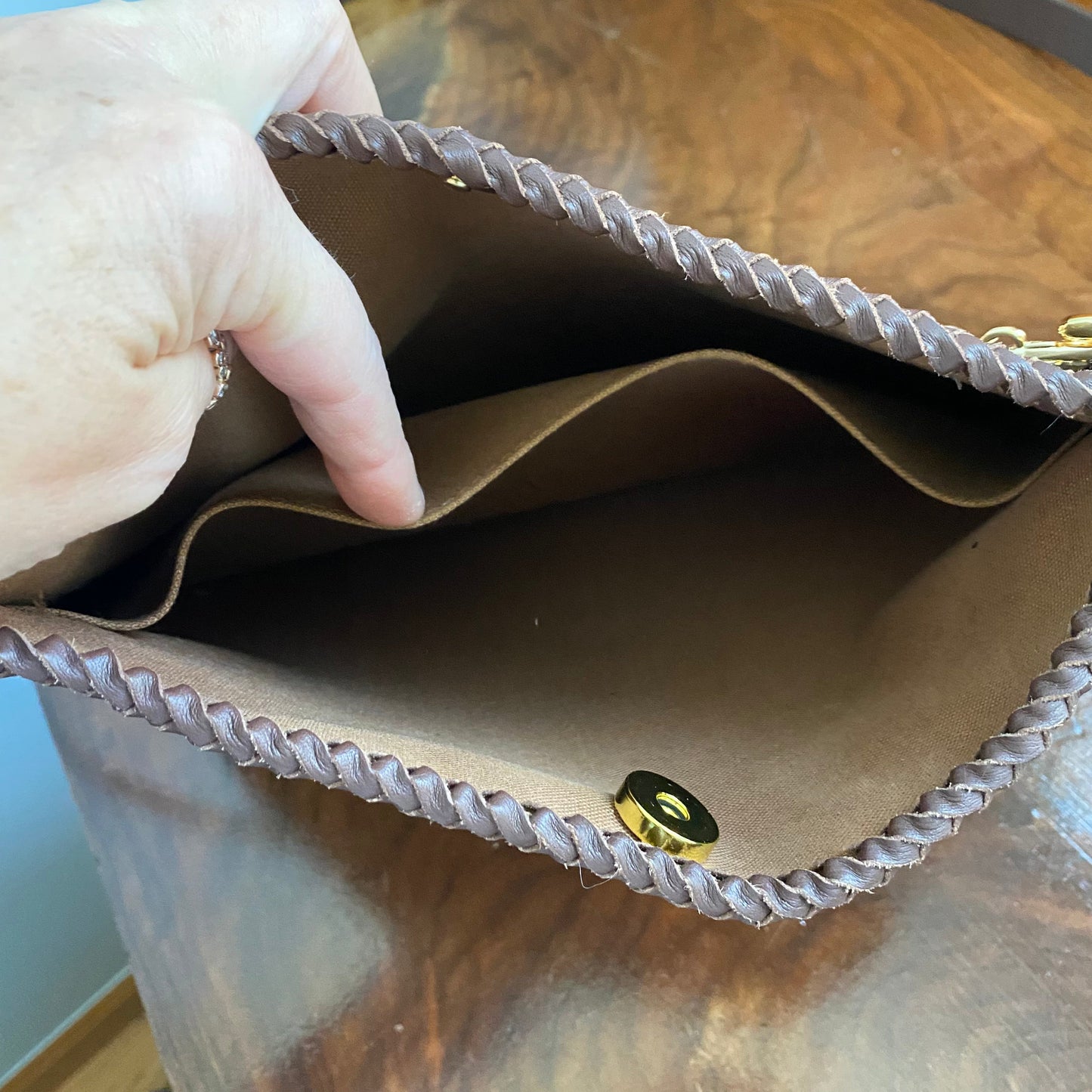 The Peacock -Orvis bags Monogram Hobo Crossbody in Brown - Gold Hardware