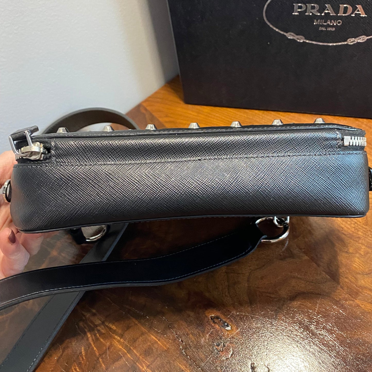 The Swan -Orvis bags Prada Organizer with Studs Crossbody/Wristlet