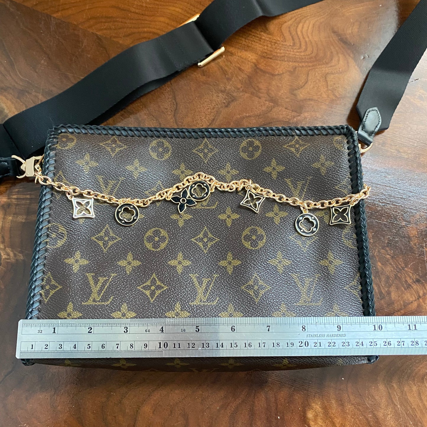 The Swan Crossbody -Orvis bags Monogram in Black with "LV-like" Charm