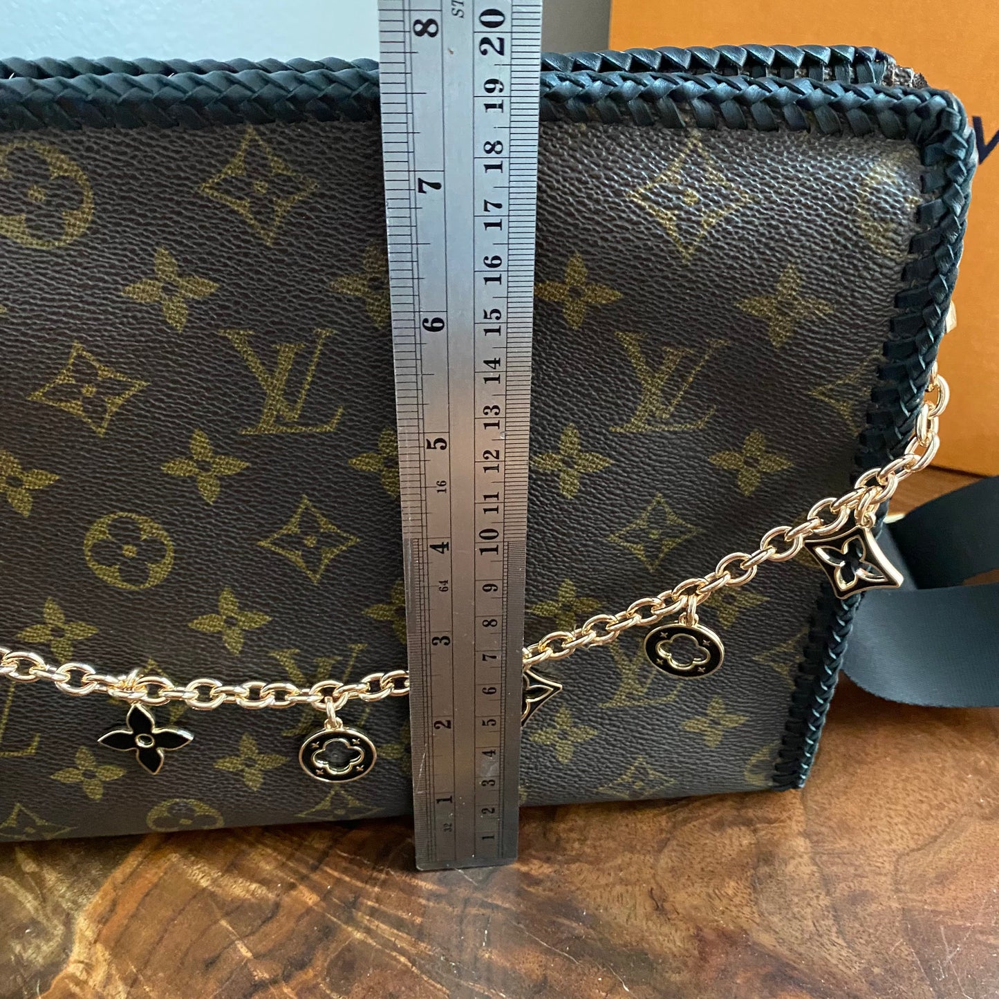 The Swan Crossbody -Orvis bags Monogram in Black with "LV-like" Charm