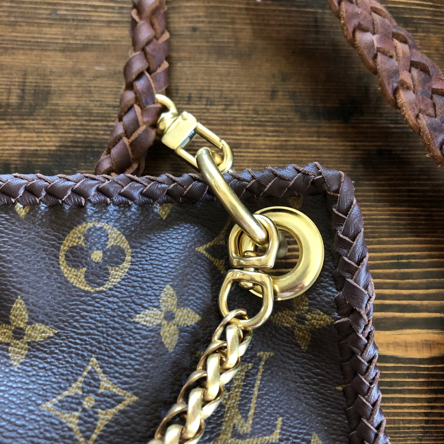 The Peacock -Orvis bags Monogram Hobo Crossbody - Brass Hardware