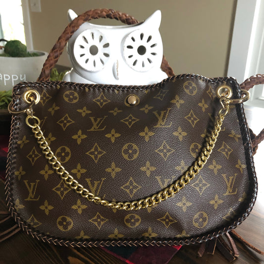 The Peacock -Orvis bags Monogram Hobo Crossbody - Gold Hardware