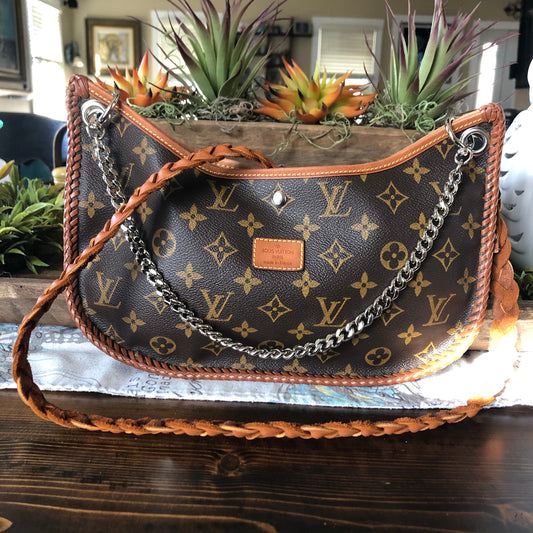 The Peacock -Orvis bags Monogram Hobo Shoulder/Crossbody Bag - Silver Hardware