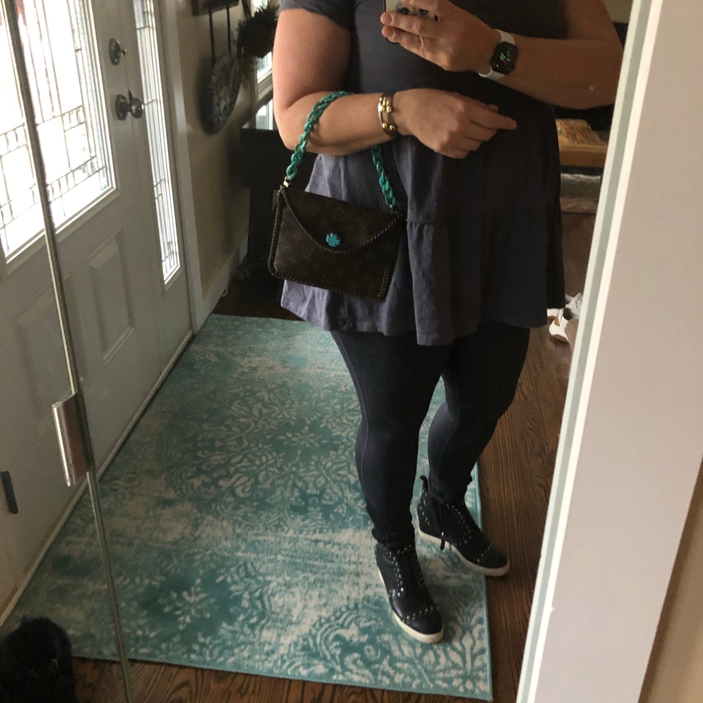 Kathy's Special Falcon - Turquoise Monogram Wristlet/Crossbody/Clutch with back pocket