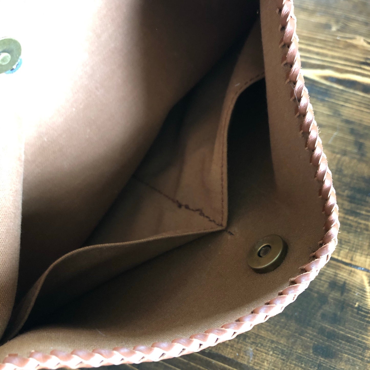 The Peacock -Orvis bags Monogram Hobo Crossbody in Caramel - Antique Brass Hardware