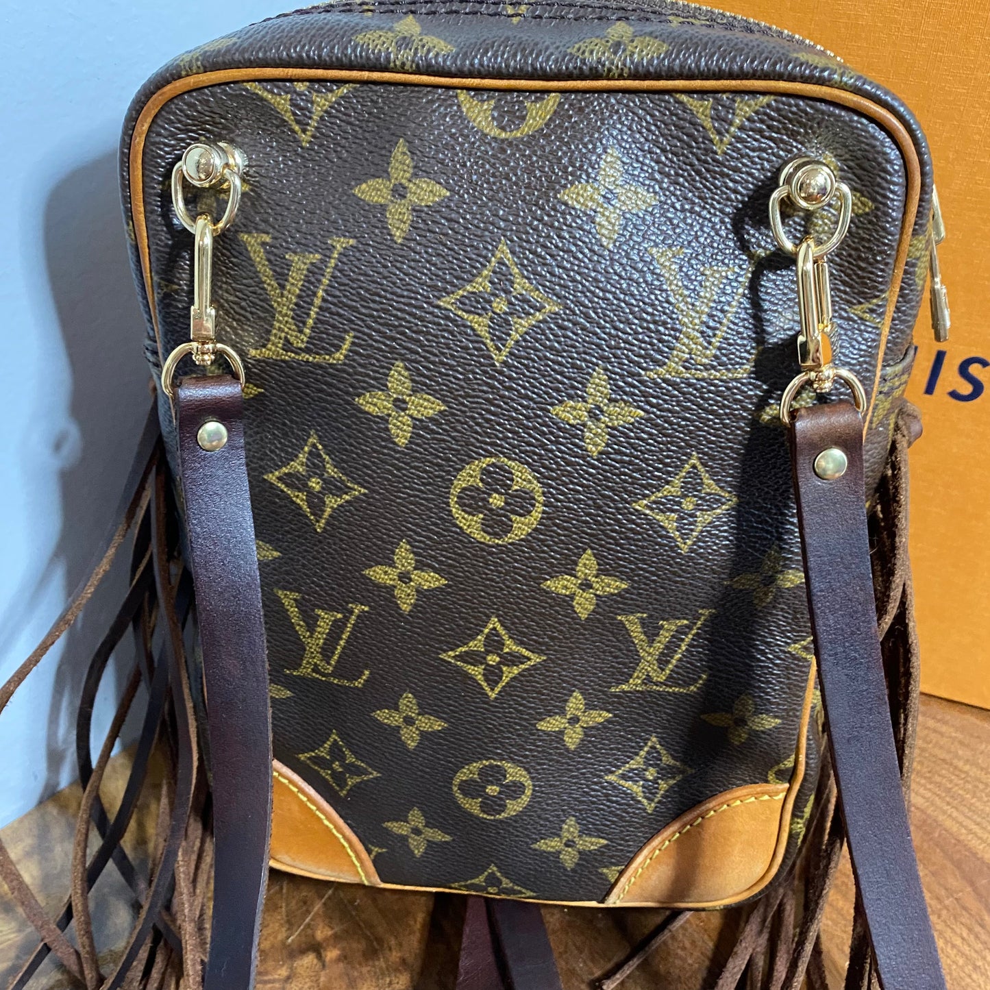 The Parrot Backpack - Monogram in Dark Brown Fringe