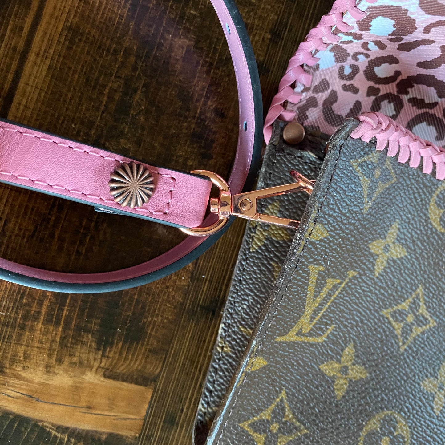 The Junco Crossbody Bag -Orvis bags Monogram in Pink w/Rose Gold Hardware