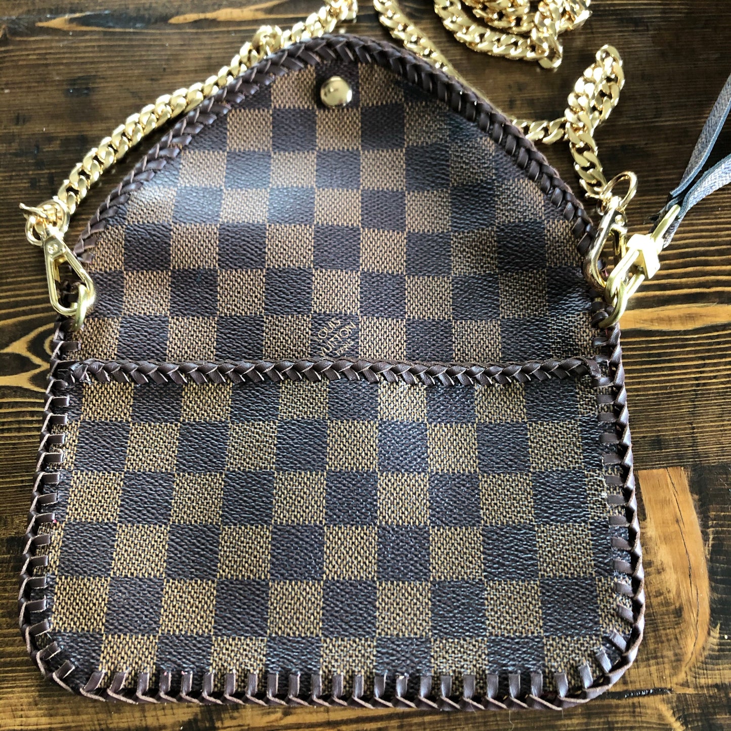 The Falcon with Back Pocket - Damier Ebene Wristlet/Crossbody/Clutch