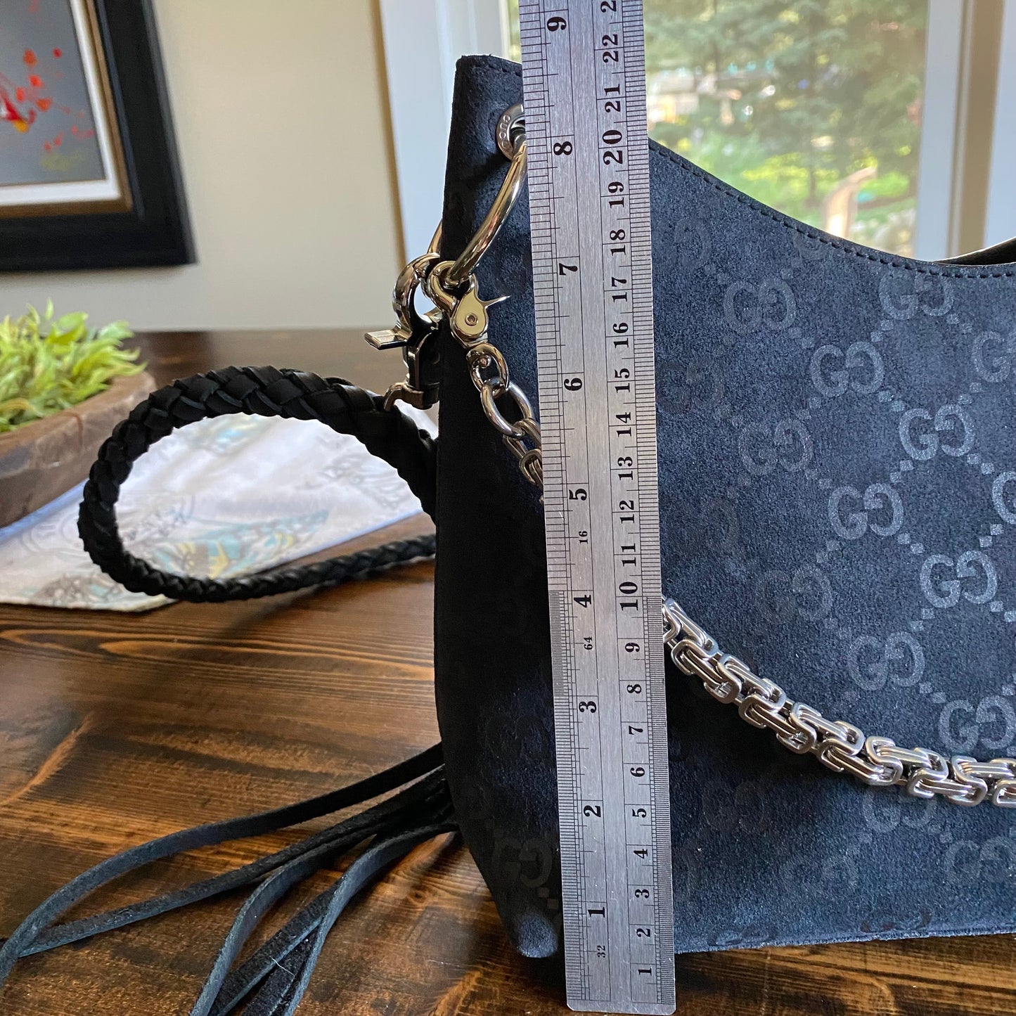 The Peacock -Orvis bags Suede GG Hobo in Black Crossbody