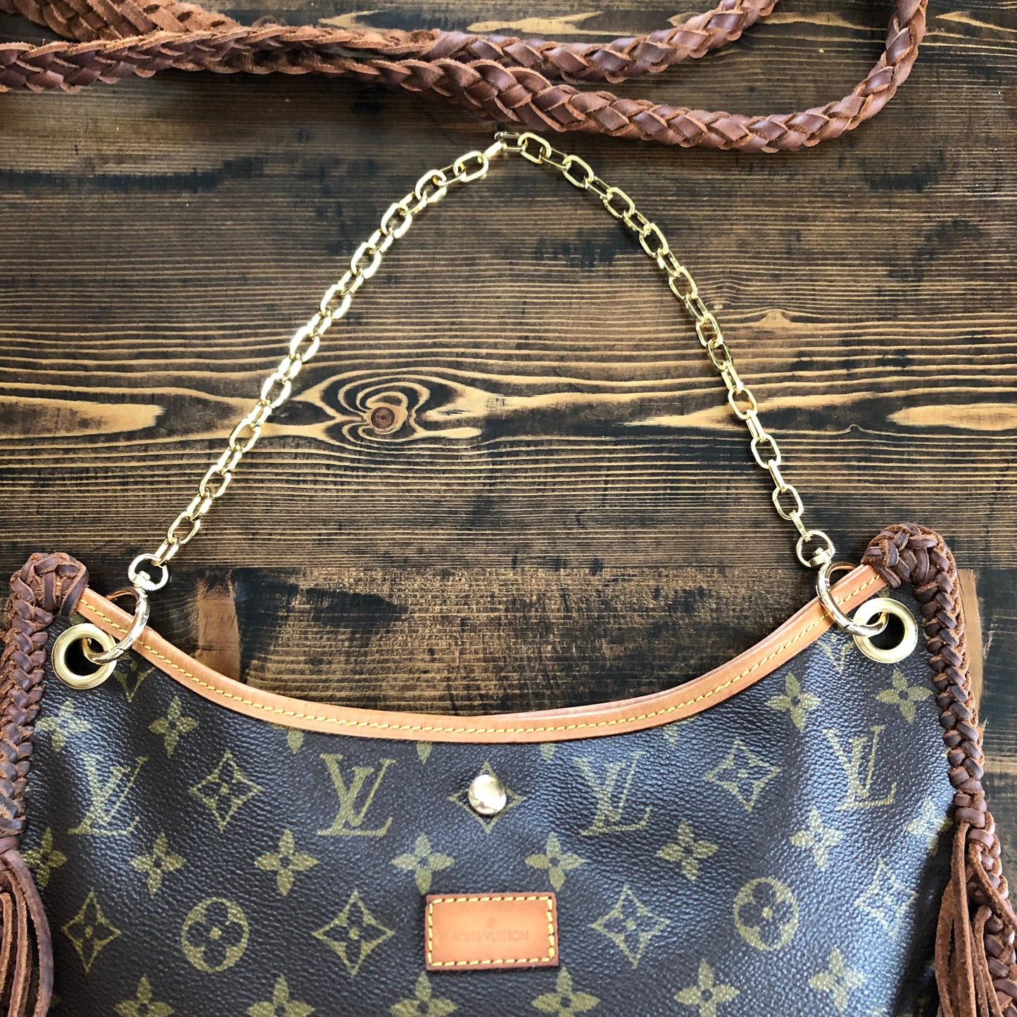 The Peacock -Orvis bags Monogram Hobo Crossbody/Tote with Fringe