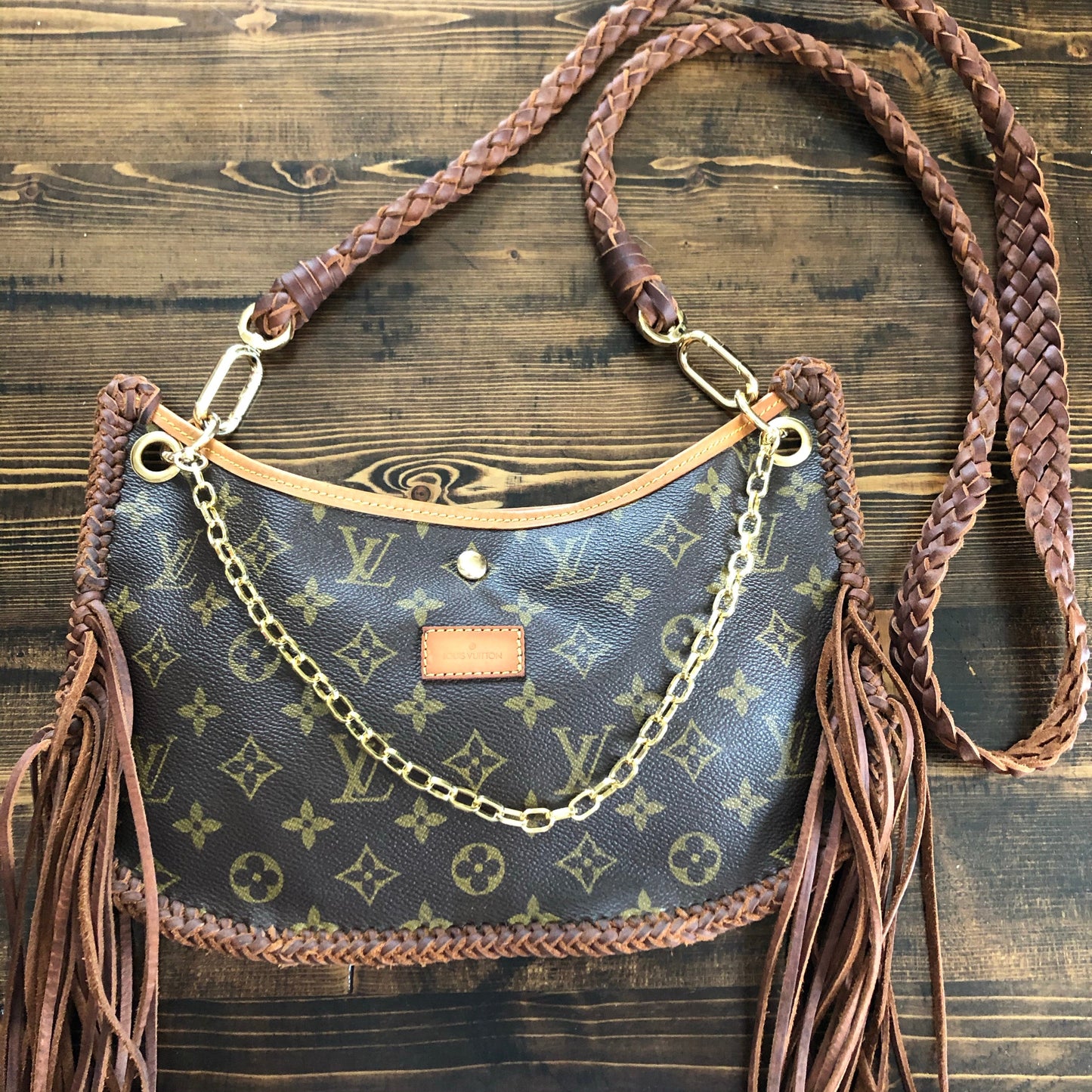 The Peacock -Orvis bags Monogram Hobo Crossbody/Tote with Fringe