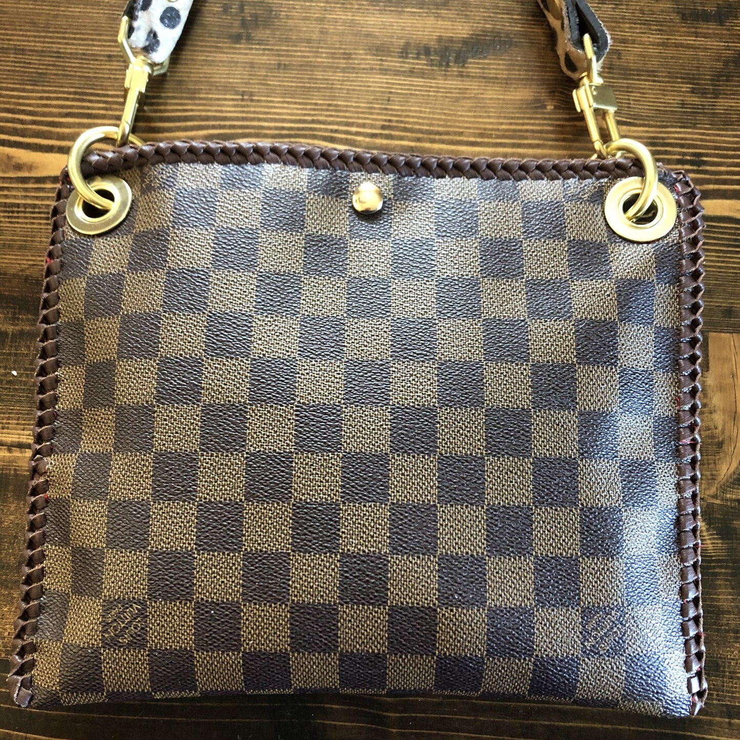 The Nuthatch -Orvis bags Damier Crossbody with Cheetah Strap