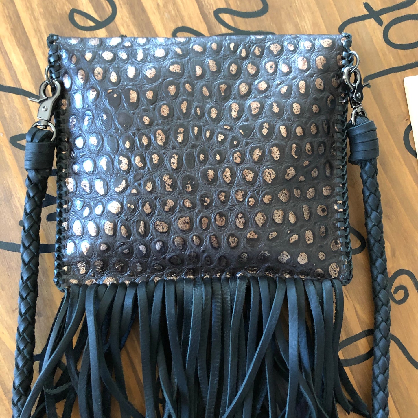 The Fringed Falcon - Black/Copper LeatherOrvis bags Crossbody