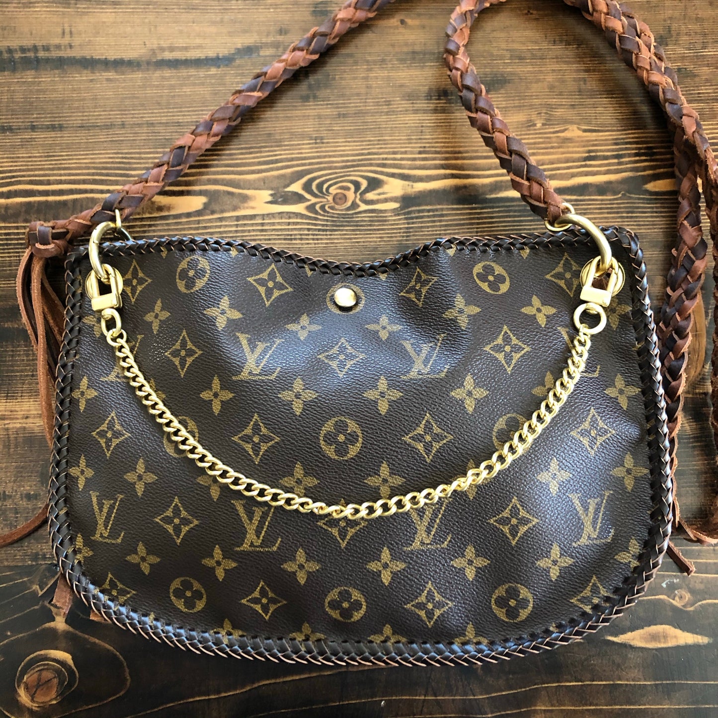 The Peacock -Orvis bags Monogram Hobo Crossbody - Gold Hardware