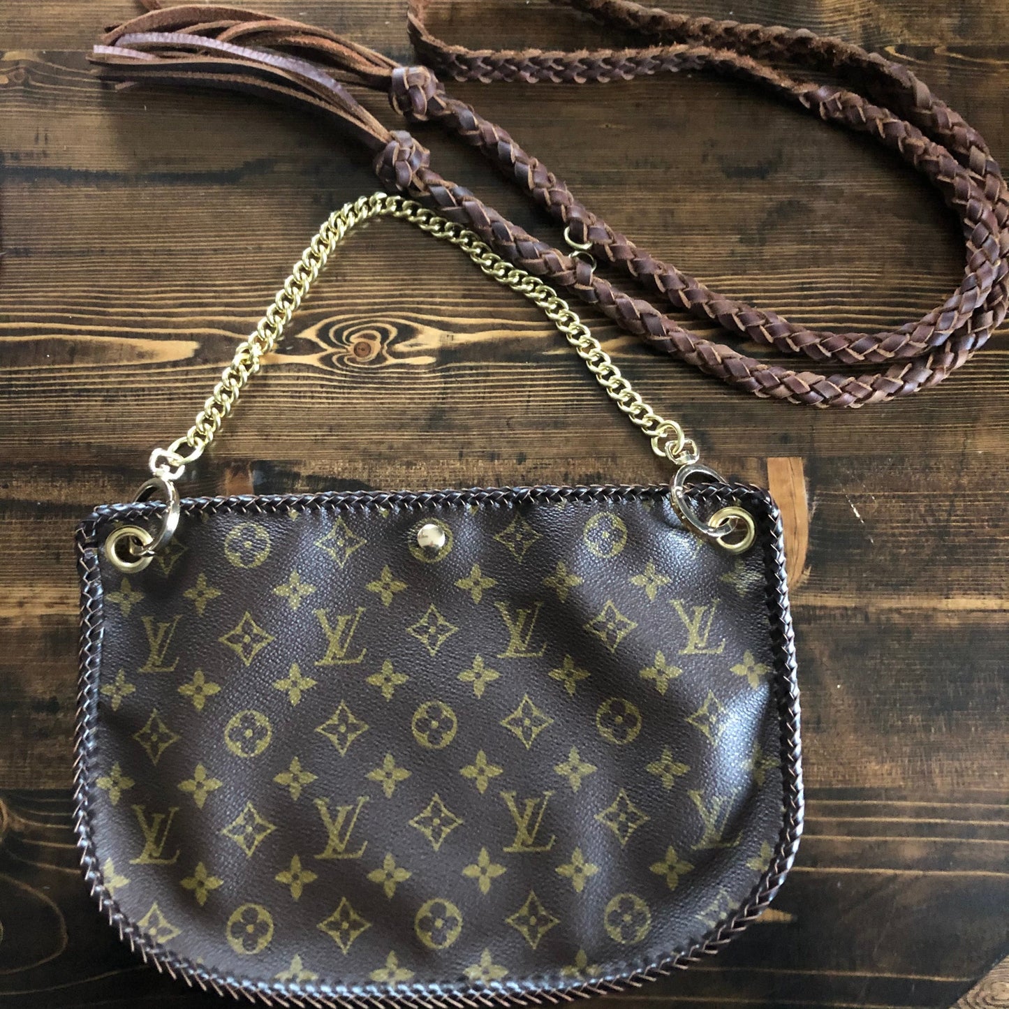 The Peacock -Orvis bags Monogram Hobo Crossbody - Gold Hardware
