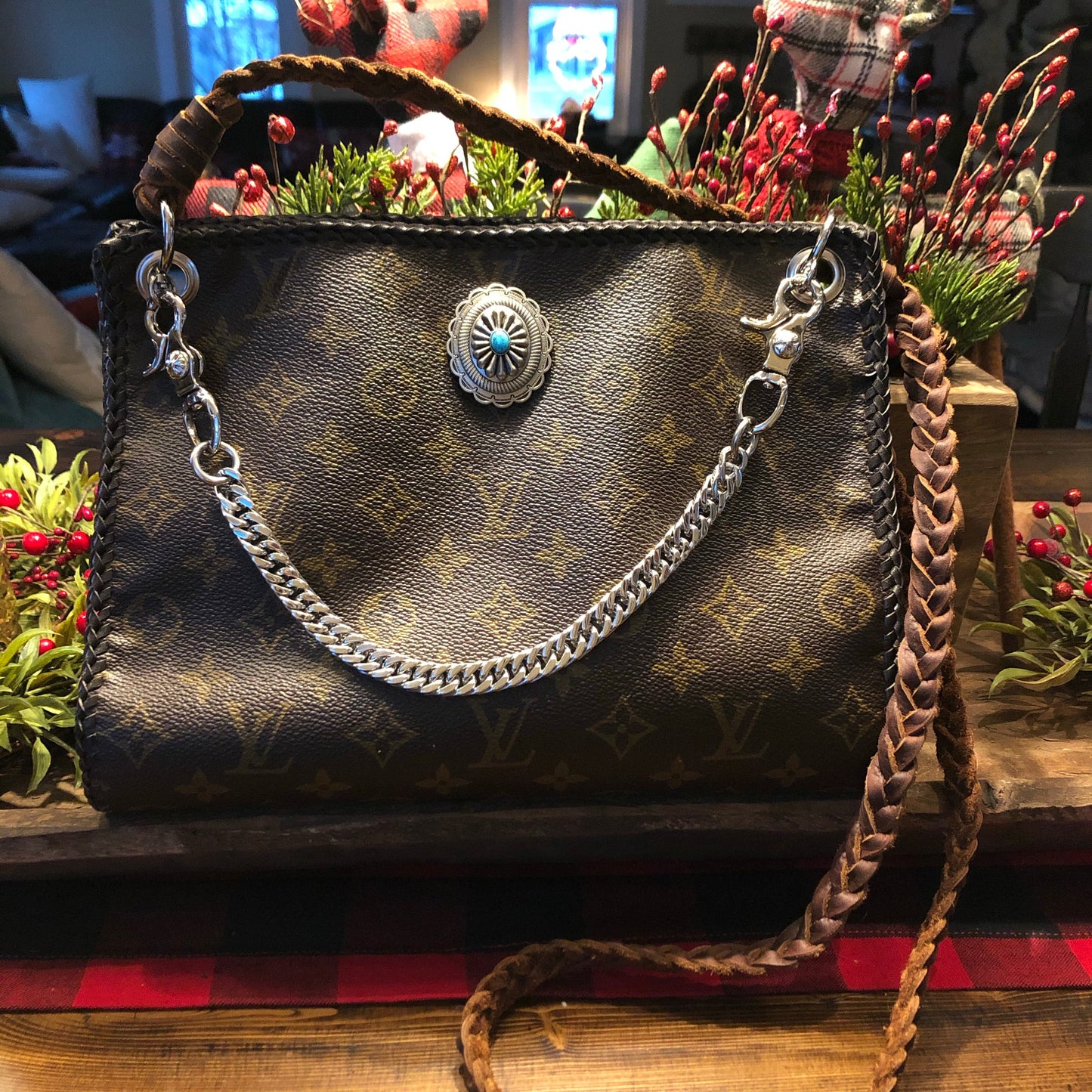 The Swan -Orvis bags Monogram Turquoise Crossbody