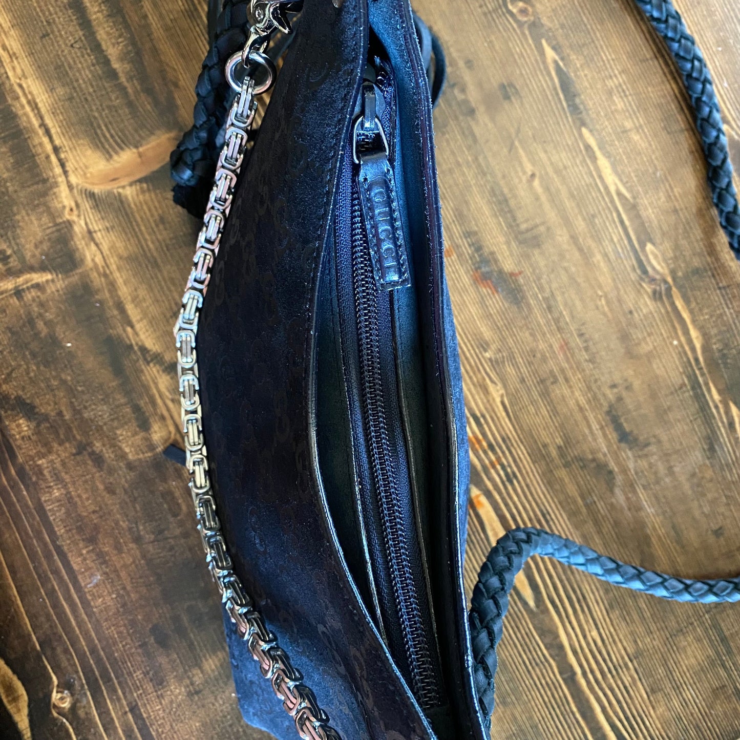 The Peacock -Orvis bags Suede GG Hobo in Black Crossbody