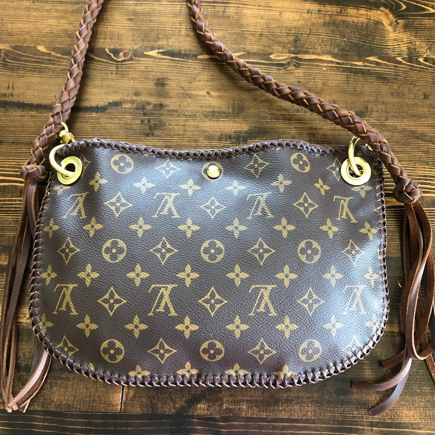 The Peacock -Orvis bags Monogram Hobo Crossbody - Brass Hardware