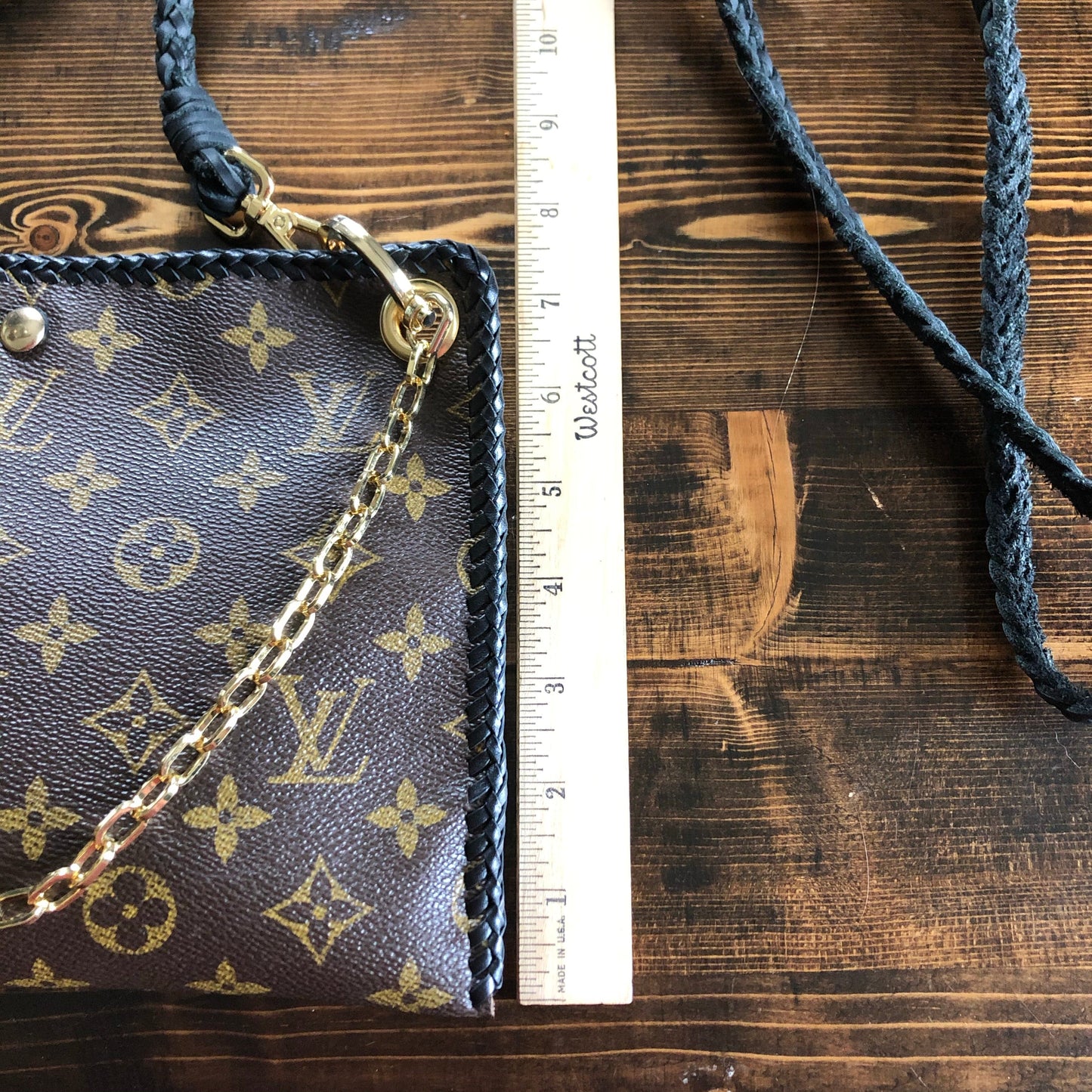 The Nuthatch -Orvis bags Monogram in Black Crossbody (Gold Hardware)