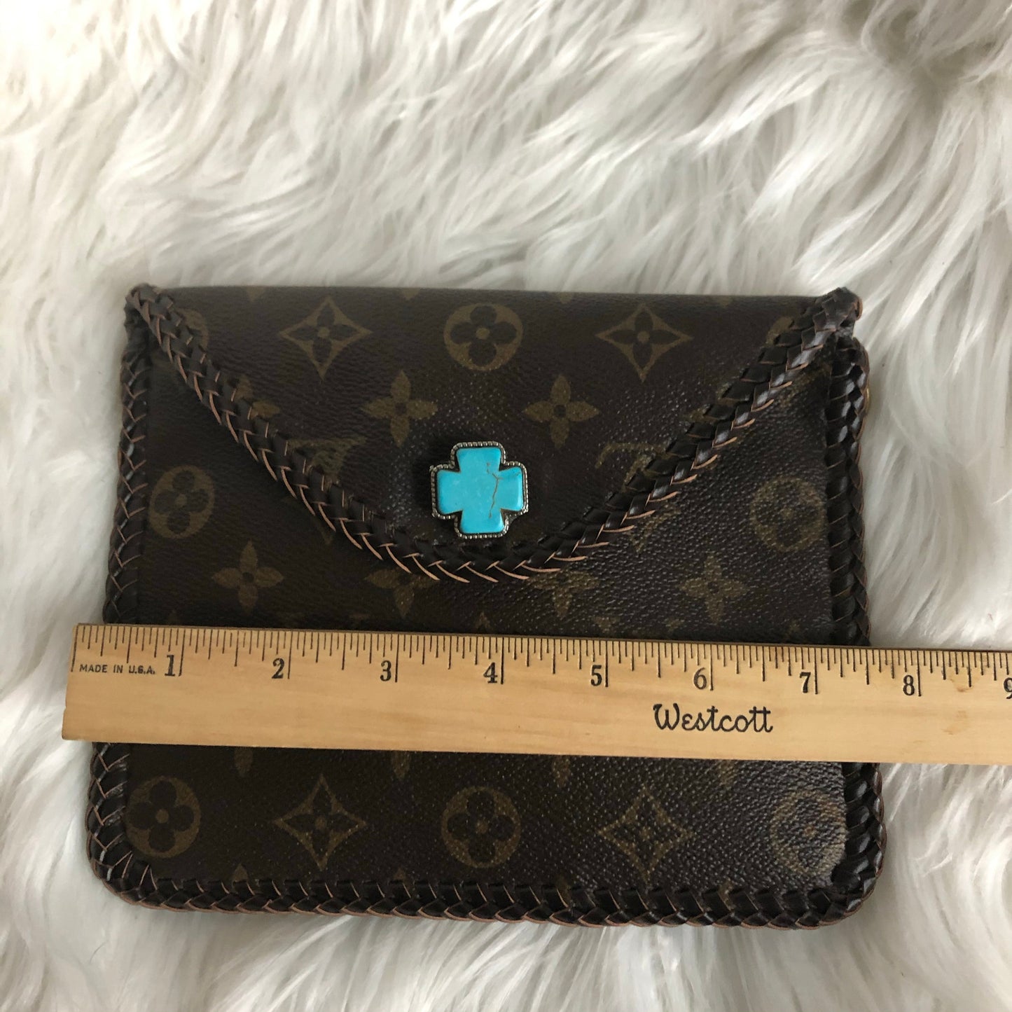 Kathy's Special Falcon - Turquoise Monogram Wristlet/Crossbody/Clutch with back pocket