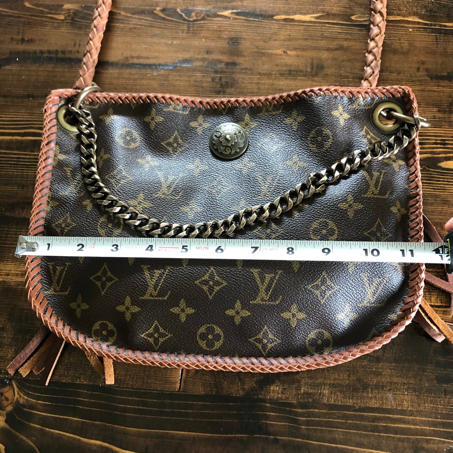 The Peacock -Orvis bags Monogram Hobo Crossbody in Caramel - Antique Brass Hardware