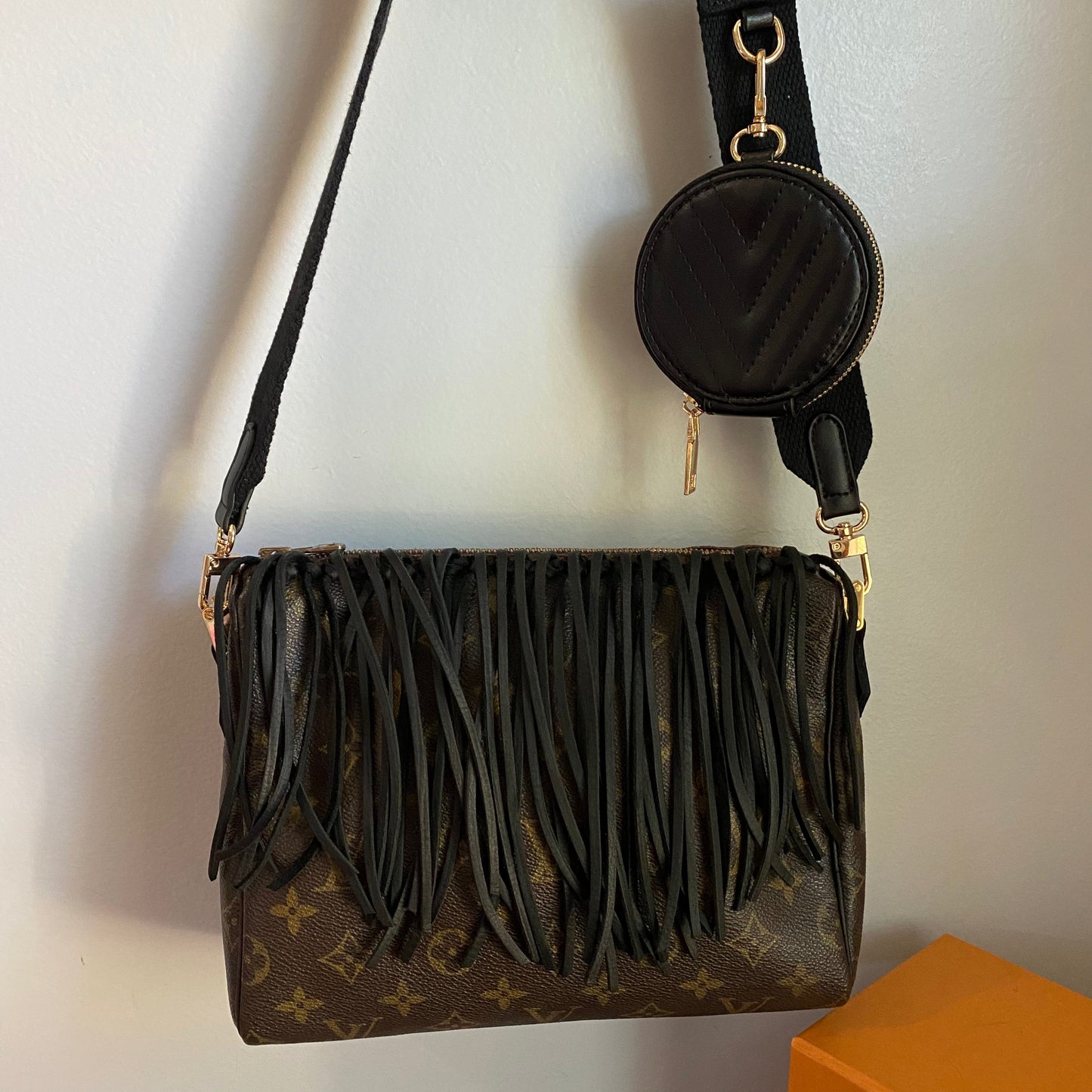The Partridge -Orvis bags Monogram in Black Fringe Crossbody Bag