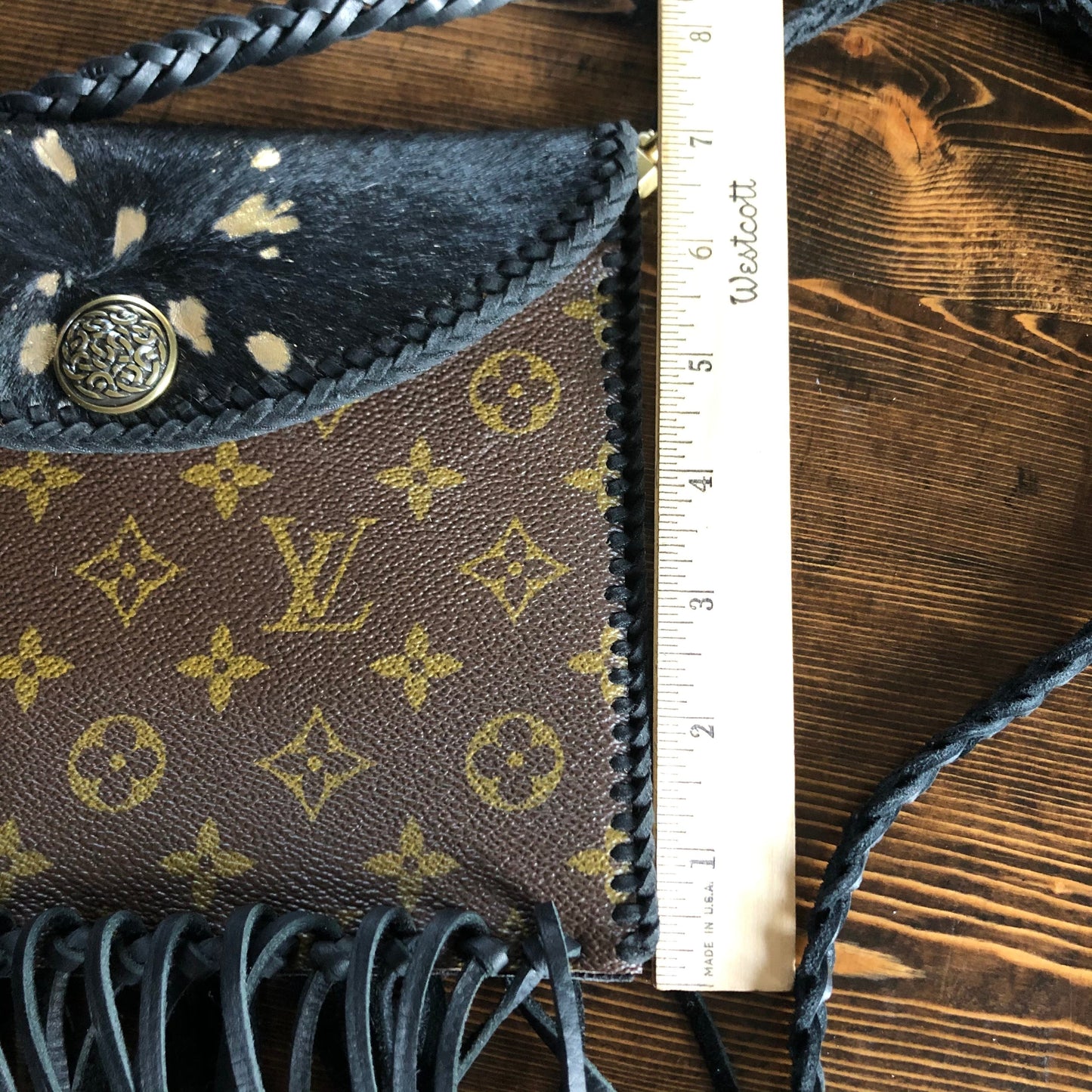 The Fringed Falcon - Black/Gold Hair-on-HideOrvis bags Wristlet/Crossbody/Clutch