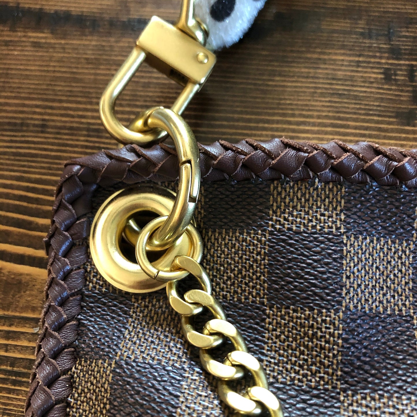 The Nuthatch -Orvis bags Damier Crossbody with Cheetah Strap