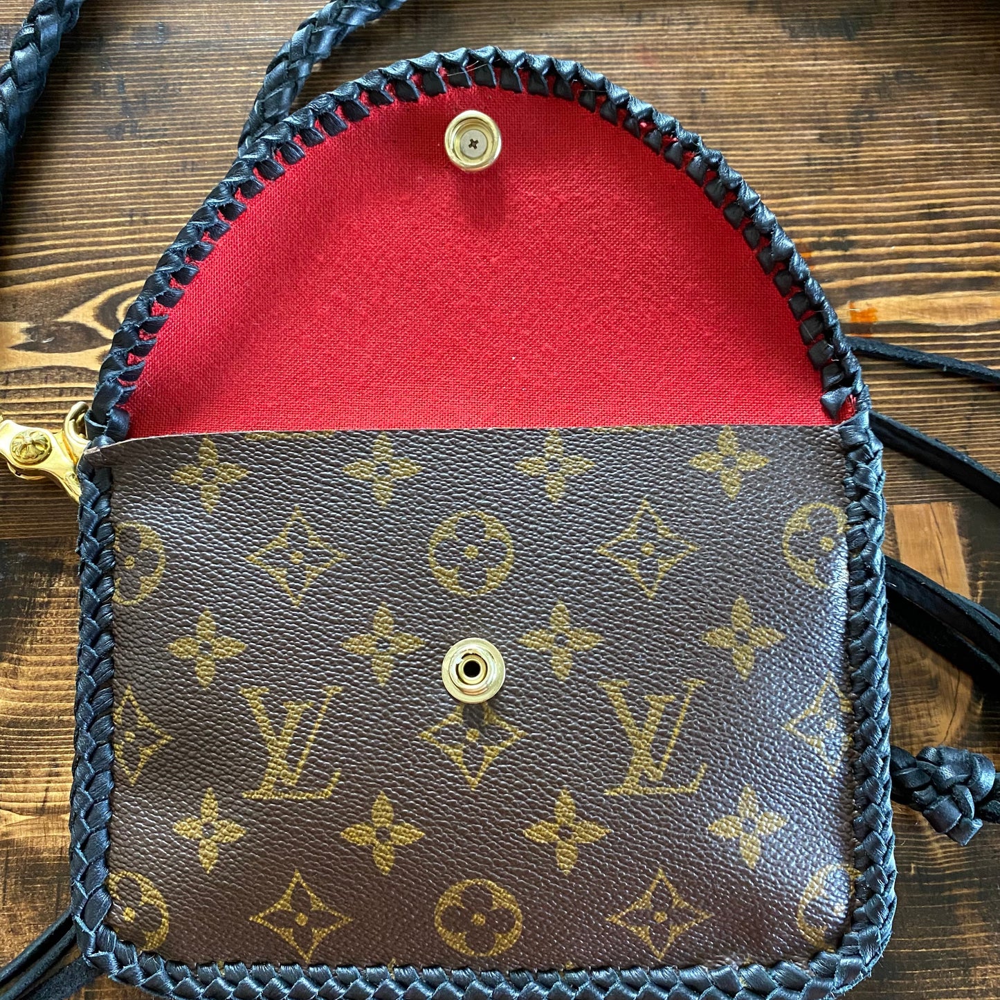 The Falcon with back pocket - Black Damier/Monogram Mix Wristlet/Crossbody/Clutch