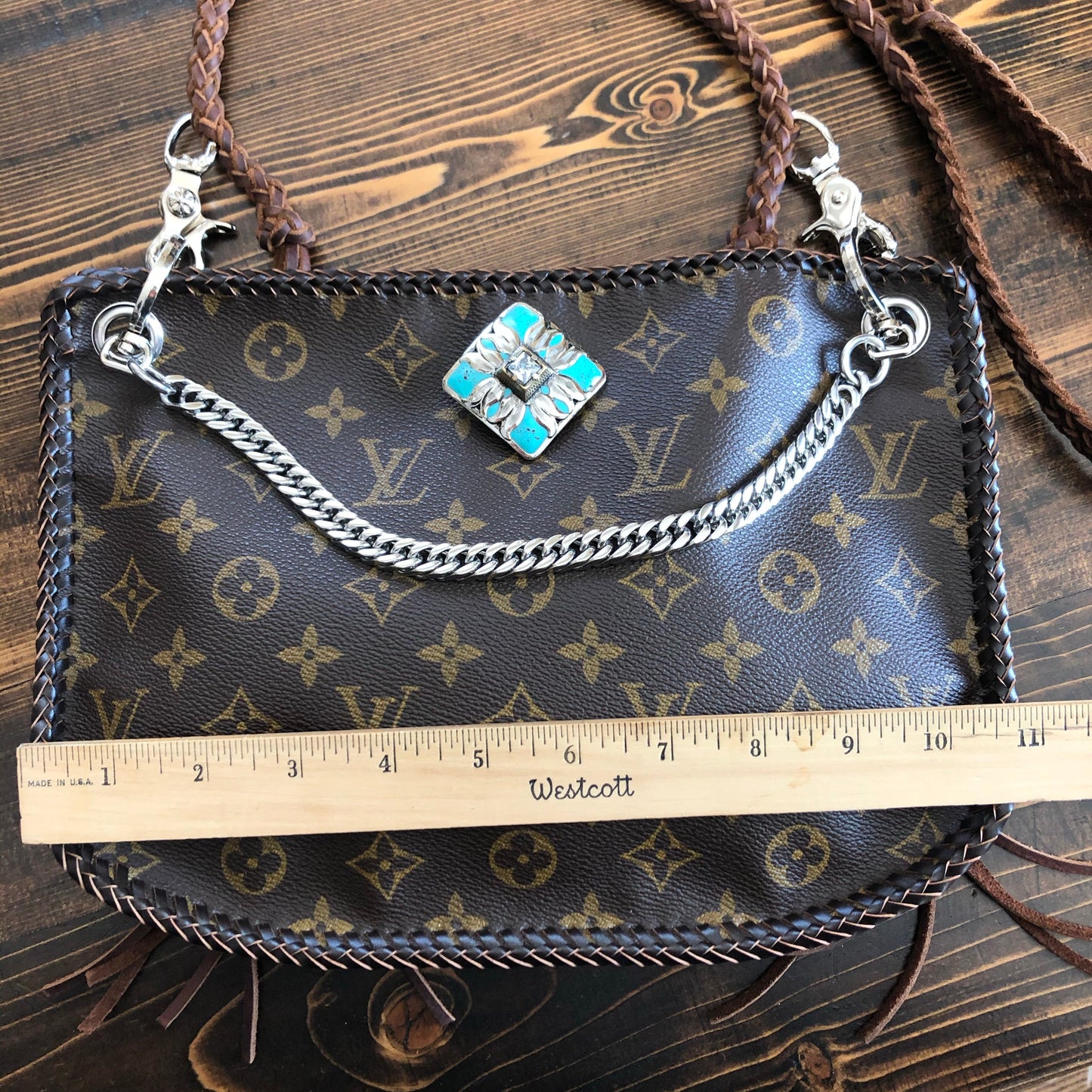 The Peacock -Orvis bags Monogram Hobo Crossbody - Silver Hardware