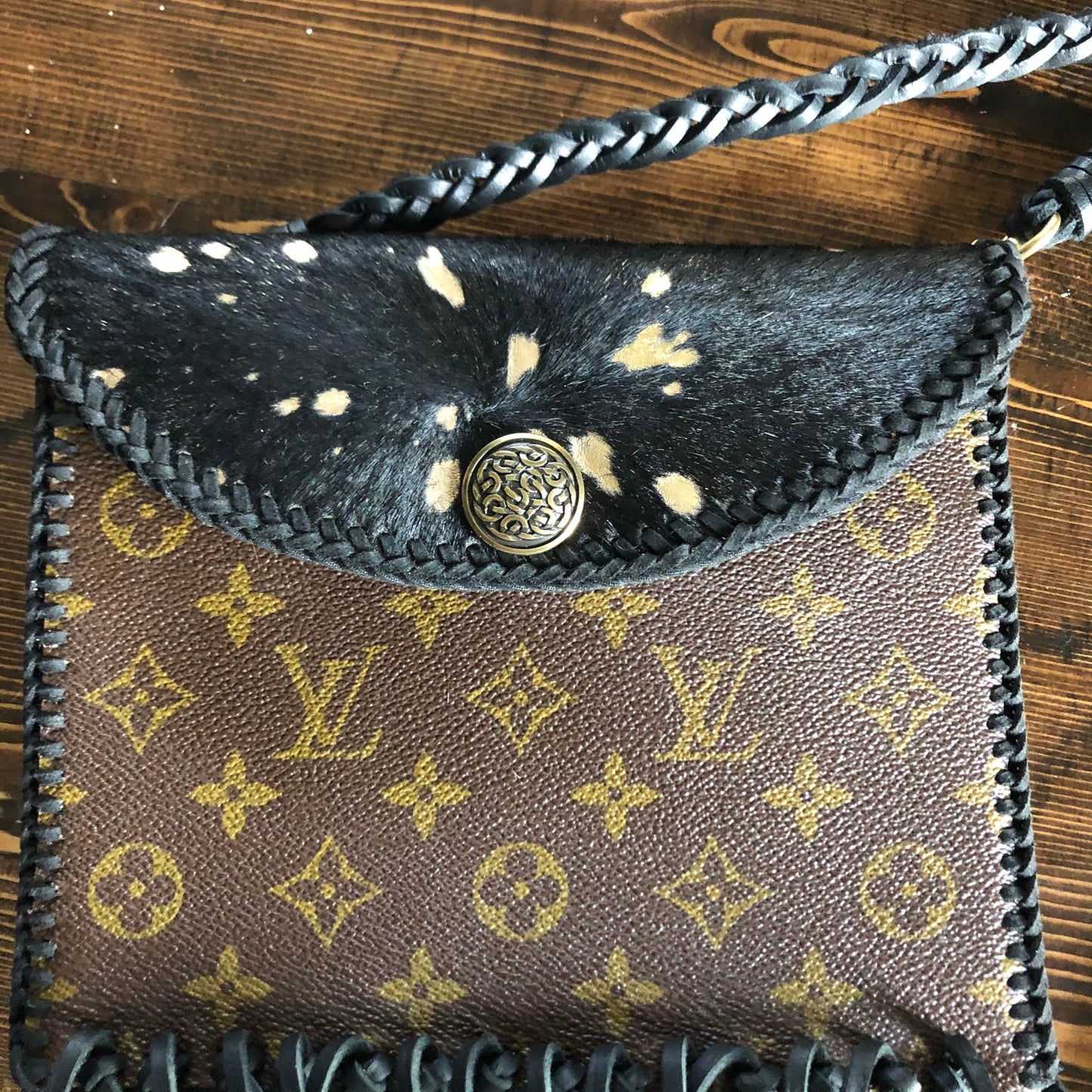 The Fringed Falcon - Black/Gold Hair-on-HideOrvis bags Wristlet/Crossbody/Clutch