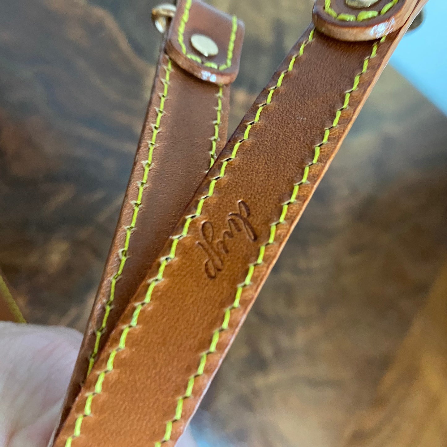 The Swan -Orvis bags Monogram in Dark Vachetta Crossbody - 2 Straps!