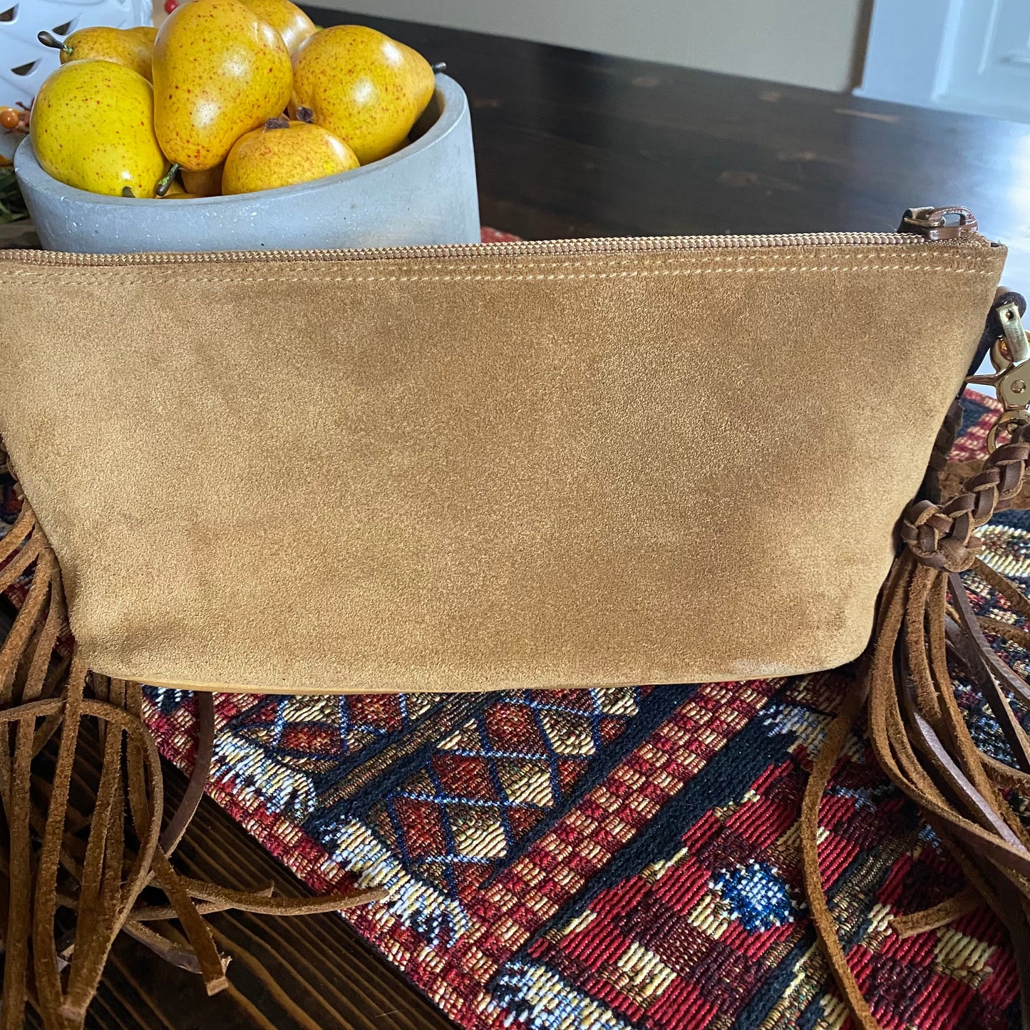 The Junco -Orvis bags Suede GG in Tan Crossbody