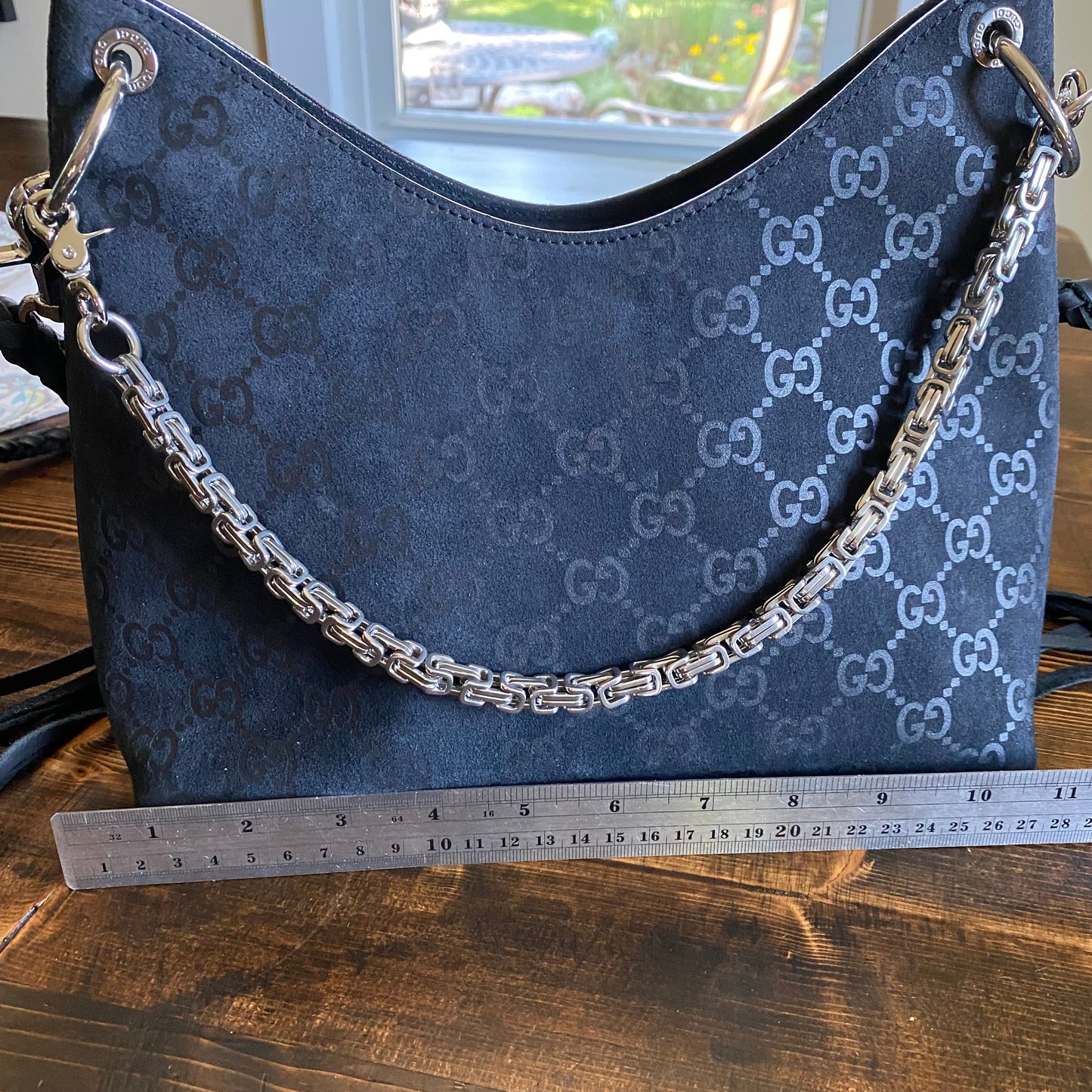 The Peacock -Orvis bags Suede GG Hobo in Black Crossbody