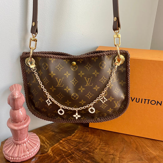 The Peacock -Orvis bags Monogram Hobo Crossbody in Brown - Gold Hardware