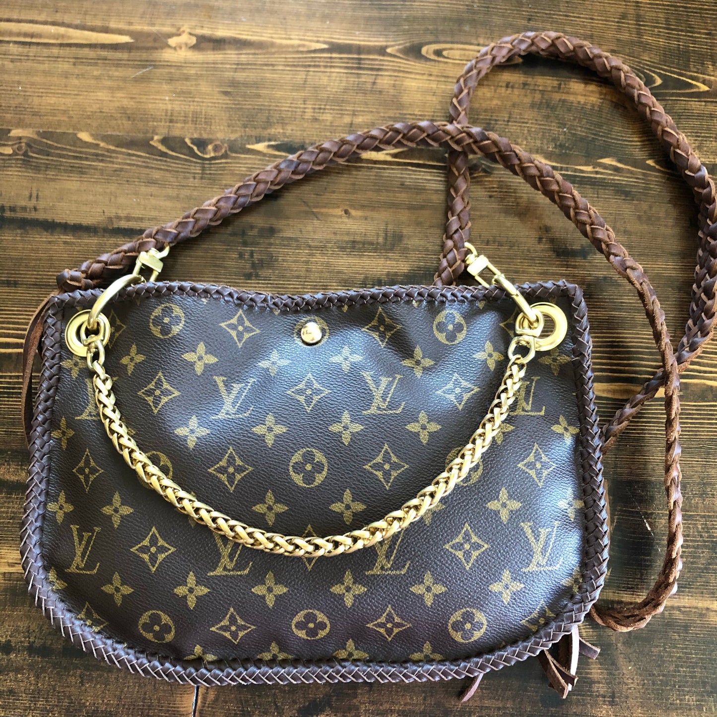 The Peacock -Orvis bags Monogram Hobo Crossbody - Brass Hardware