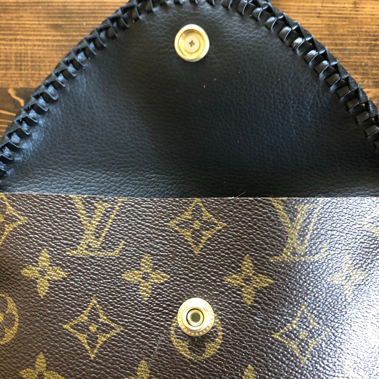 The Falcon with Back Pocket - Black Monogram Wristlet/Crossbody/Clutch