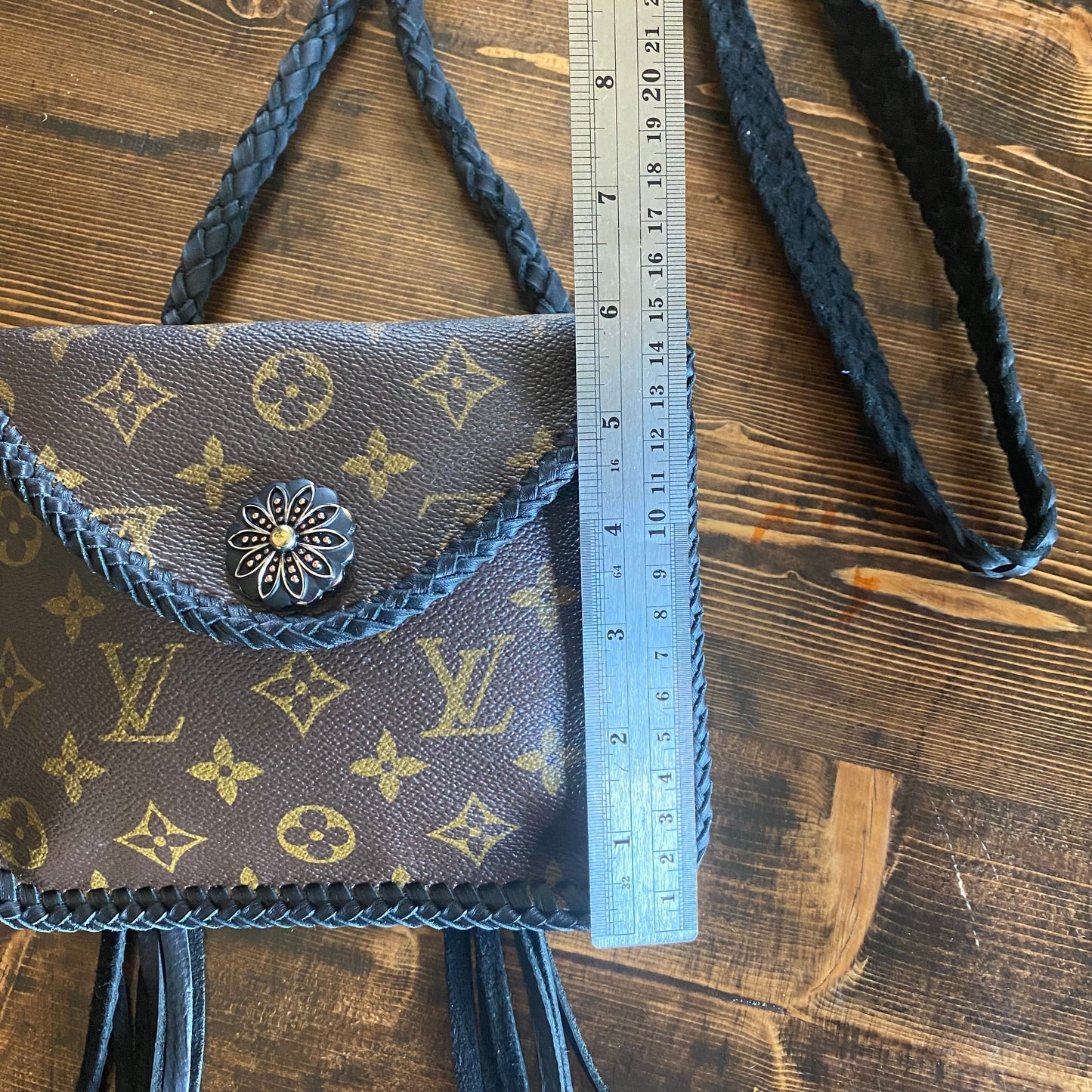 The Falcon with Back Pocket - Black Monogram Wristlet/Crossbody/Clutch