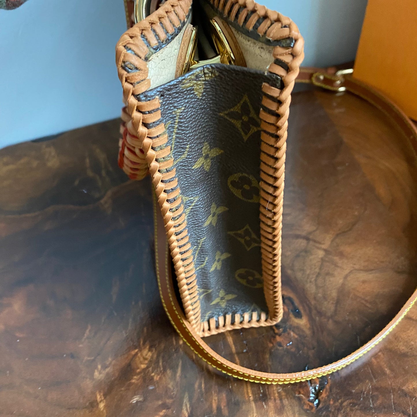 The Swan -Orvis bags Monogram in Dark Vachetta Crossbody - 2 Straps!