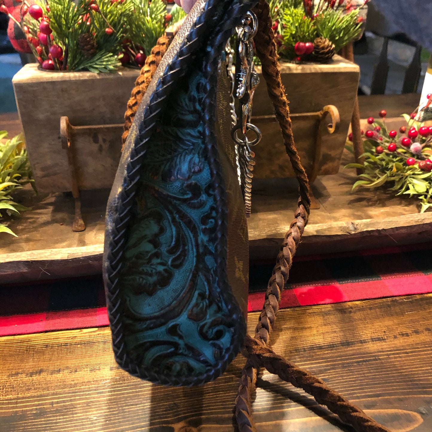 The Swan -Orvis bags Monogram Turquoise Crossbody