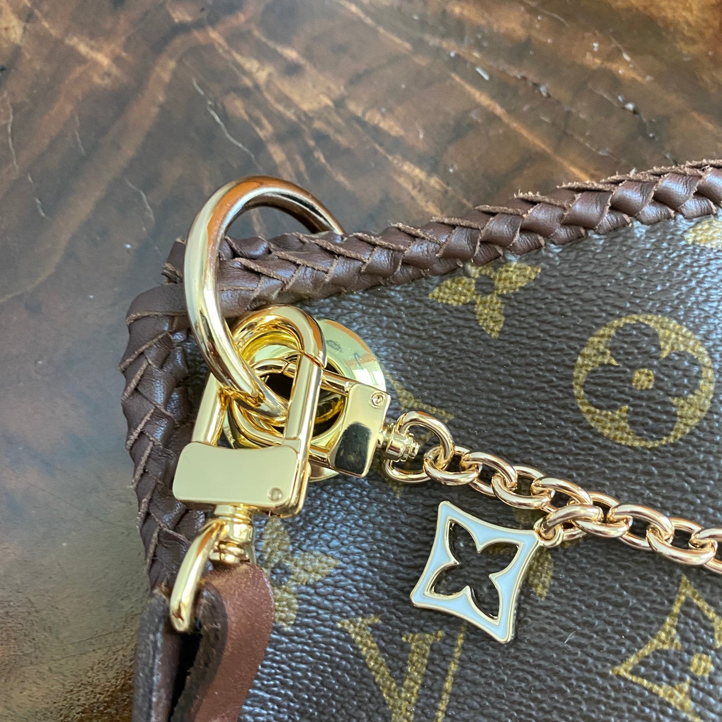 The Peacock -Orvis bags Monogram Hobo Crossbody in Brown - Gold Hardware