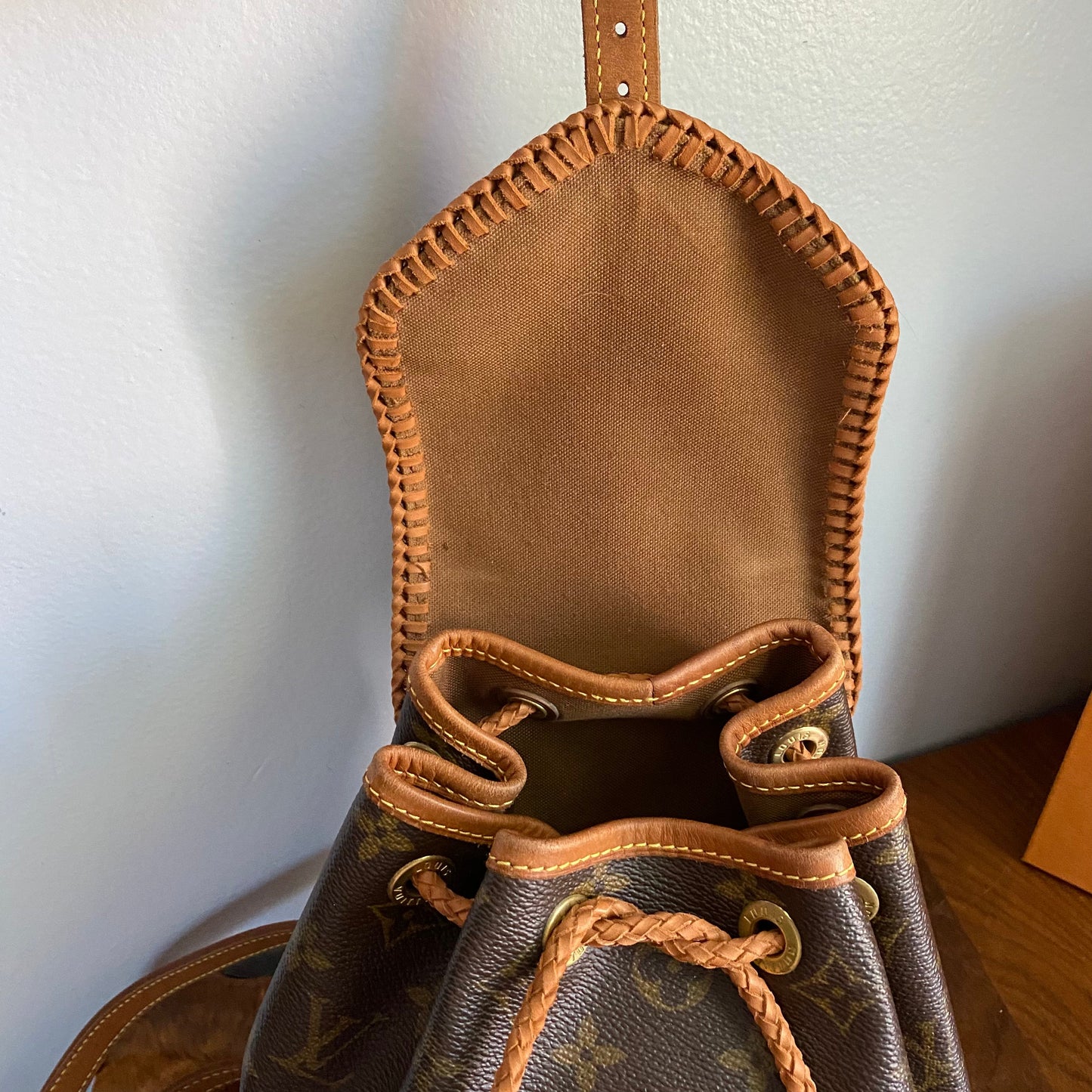 The Loon -Orvis bags Monogram Mini Backpack in Vachetta