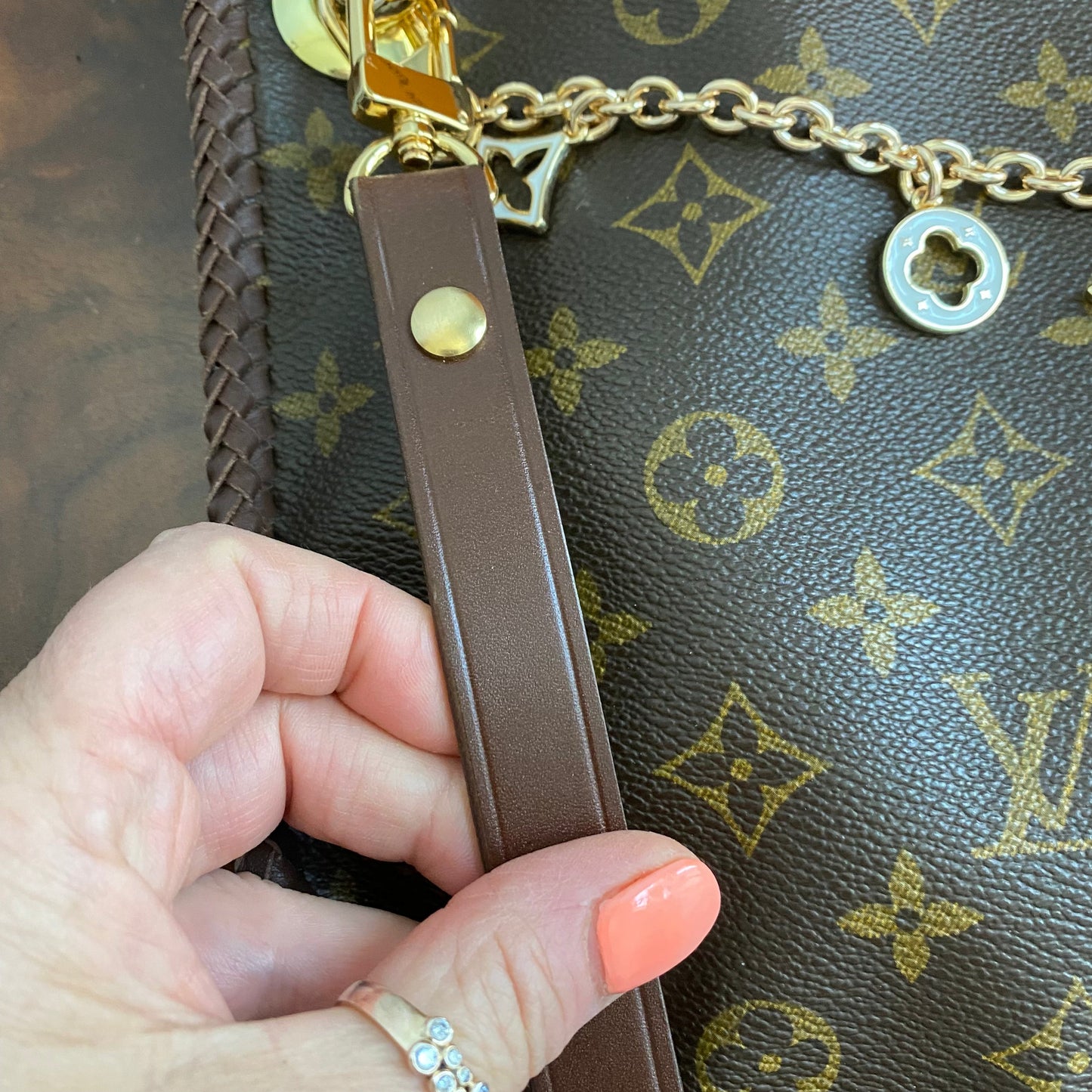 The Peacock -Orvis bags Monogram Hobo Crossbody in Brown - Gold Hardware