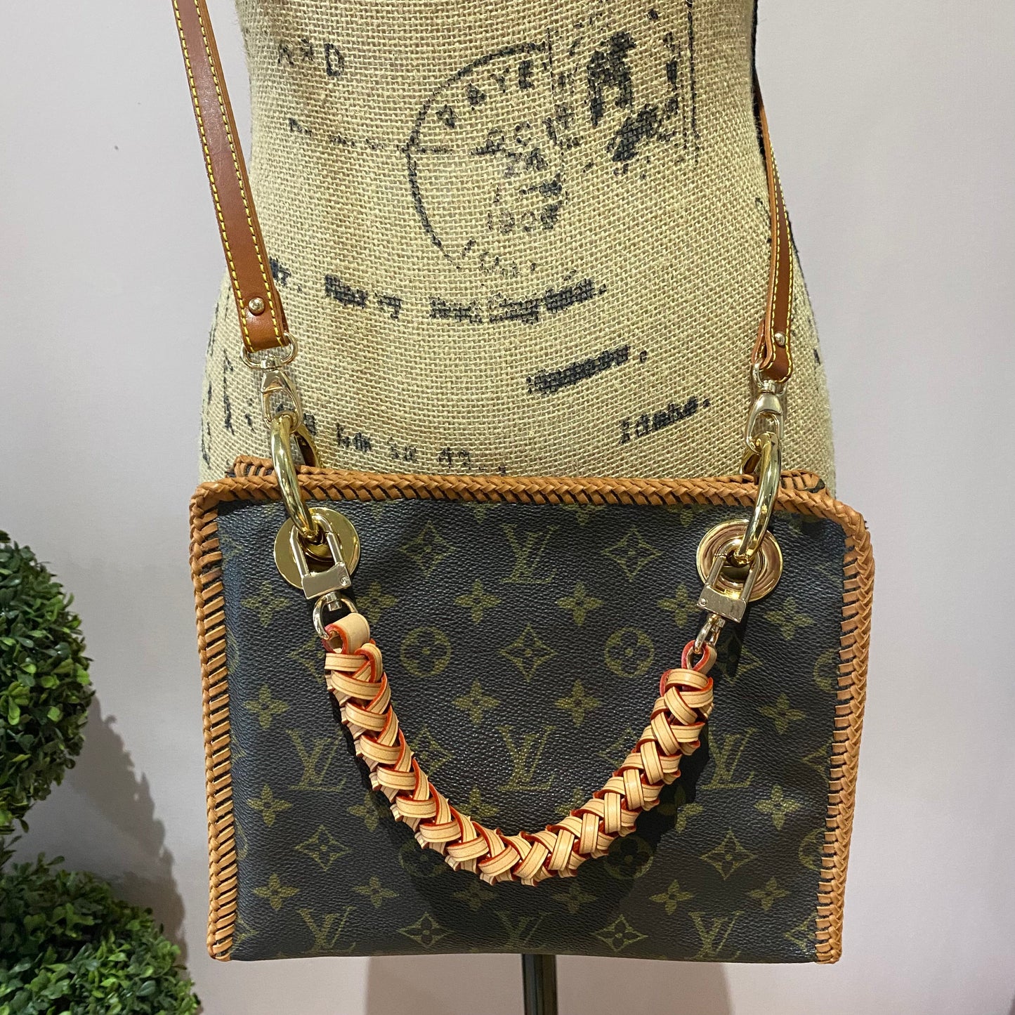 The Swan -Orvis bags Monogram in Dark Vachetta Crossbody - 2 Straps!