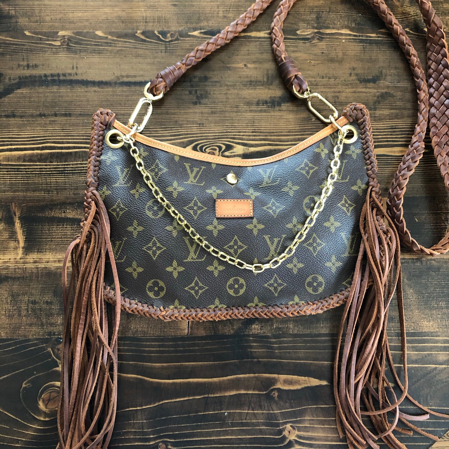 The Peacock -Orvis bags Monogram Hobo Crossbody/Tote with Fringe