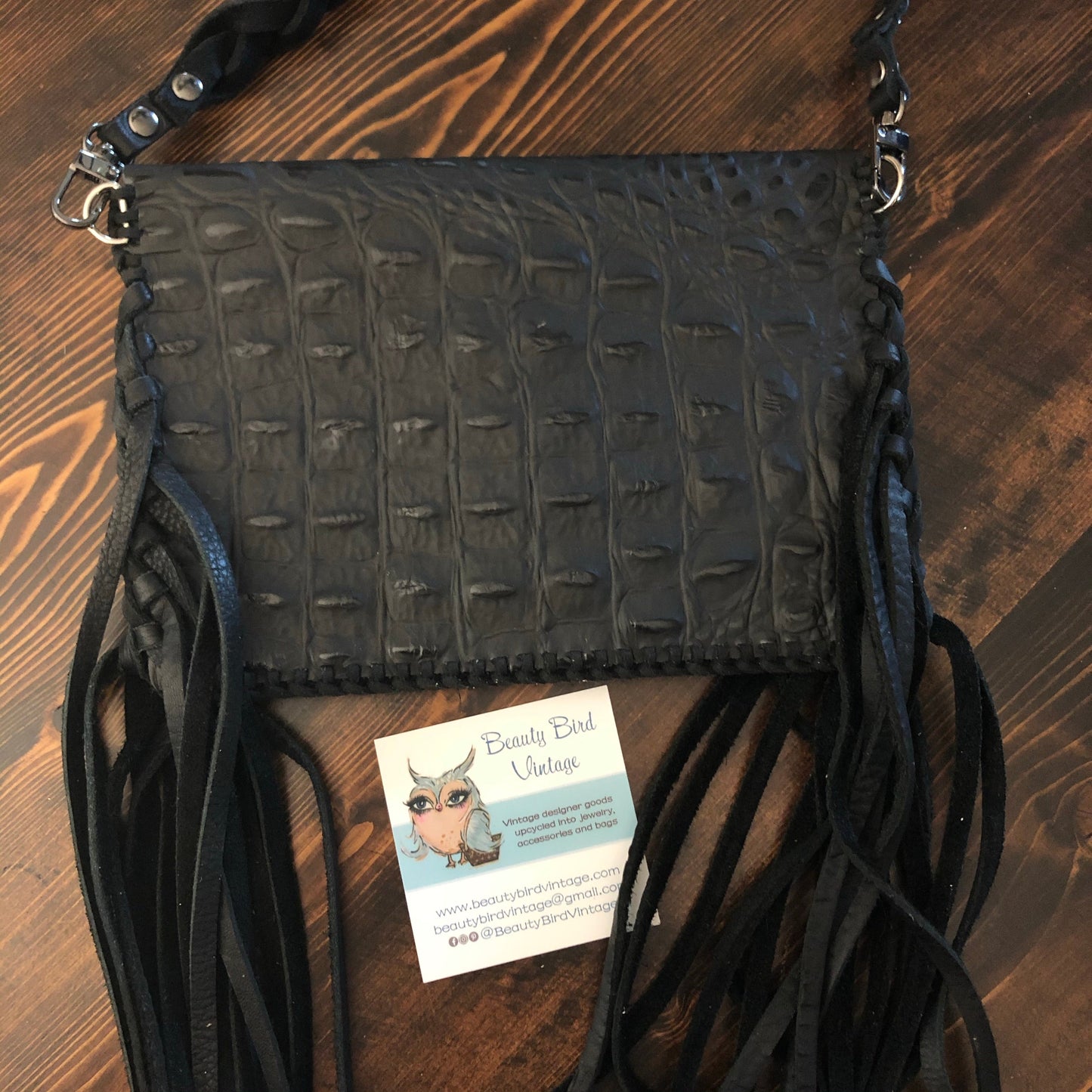 The Fringed Wren - BlackOrvis bags Wristlet/Crossbody/Clutch Bag in Monogram
