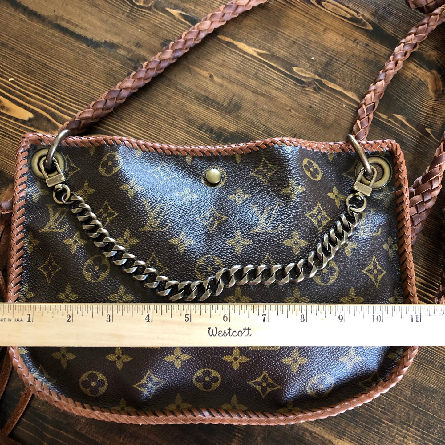 The Peacock -Orvis bags Monogram Hobo Crossbody in Caramel - Antique Brass Hardware