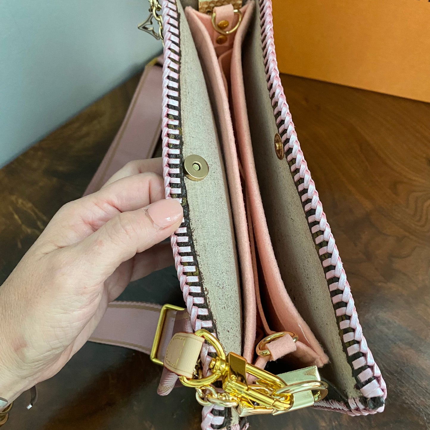The Swan Crossbody Bag -Orvis bags Monogram in Blush Pink