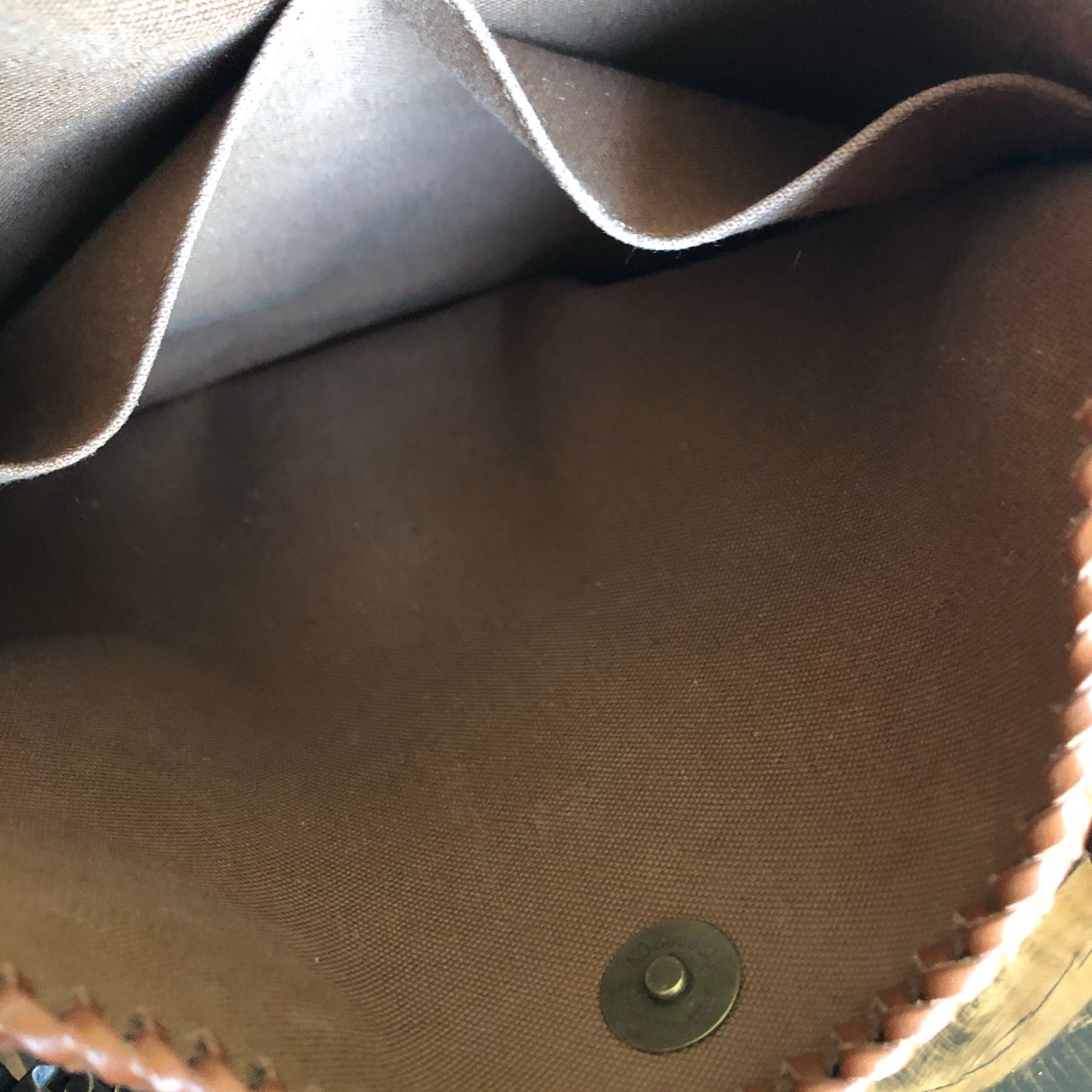 The Peacock -Orvis bags Monogram Hobo Crossbody in Caramel - Antique Brass Hardware