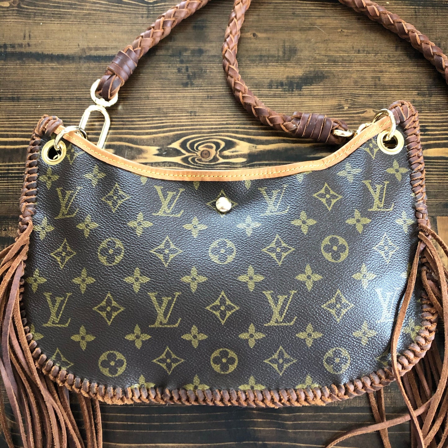 The Peacock -Orvis bags Monogram Hobo Crossbody/Tote with Fringe